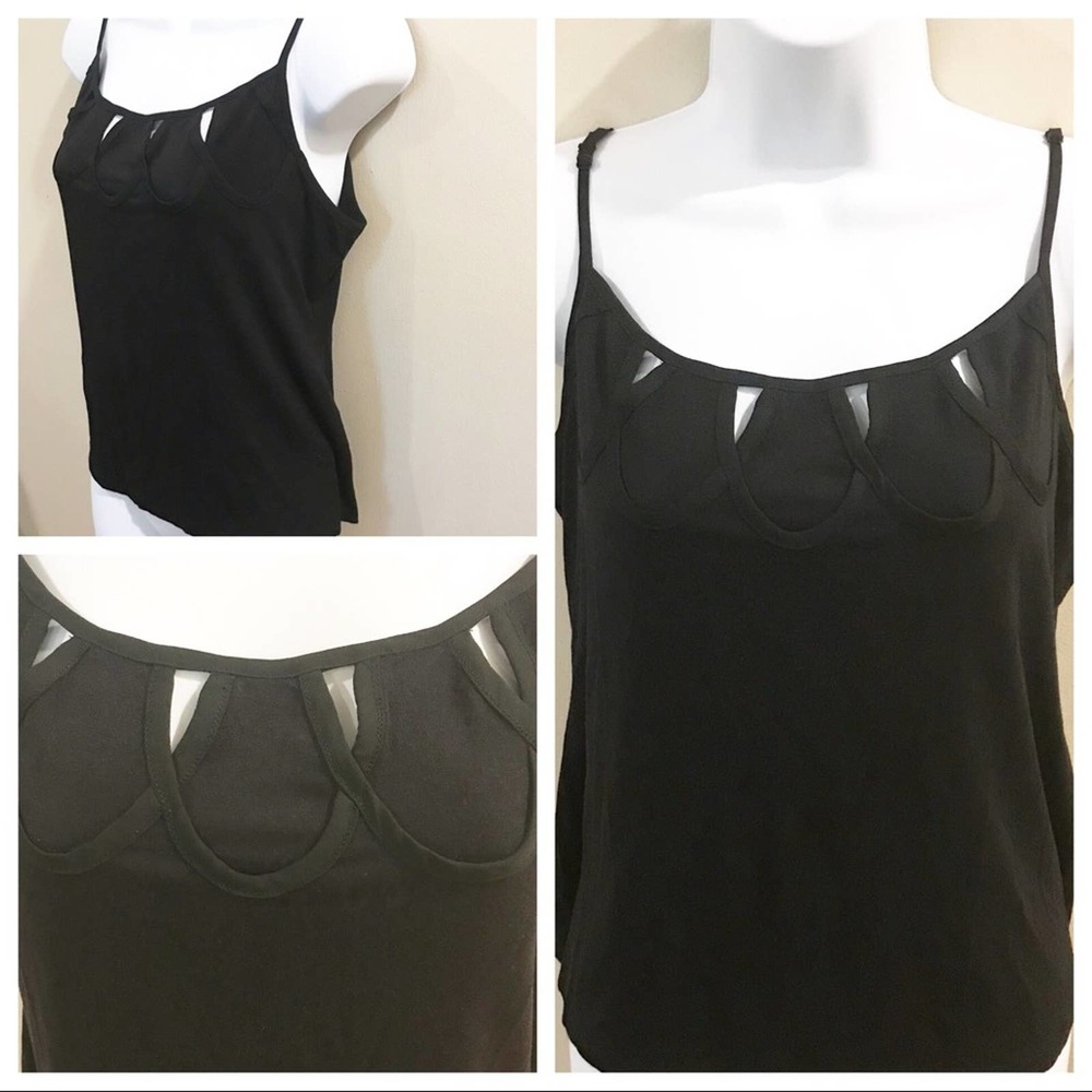 Eci Camisole Black Cut Out Pattern Large